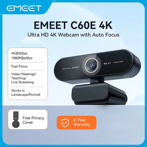 EMEET C60E 4K Webcam for PC & Laptop