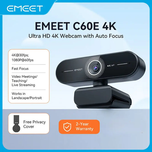 EMEET C60E 4K Webcam for PC & Laptop