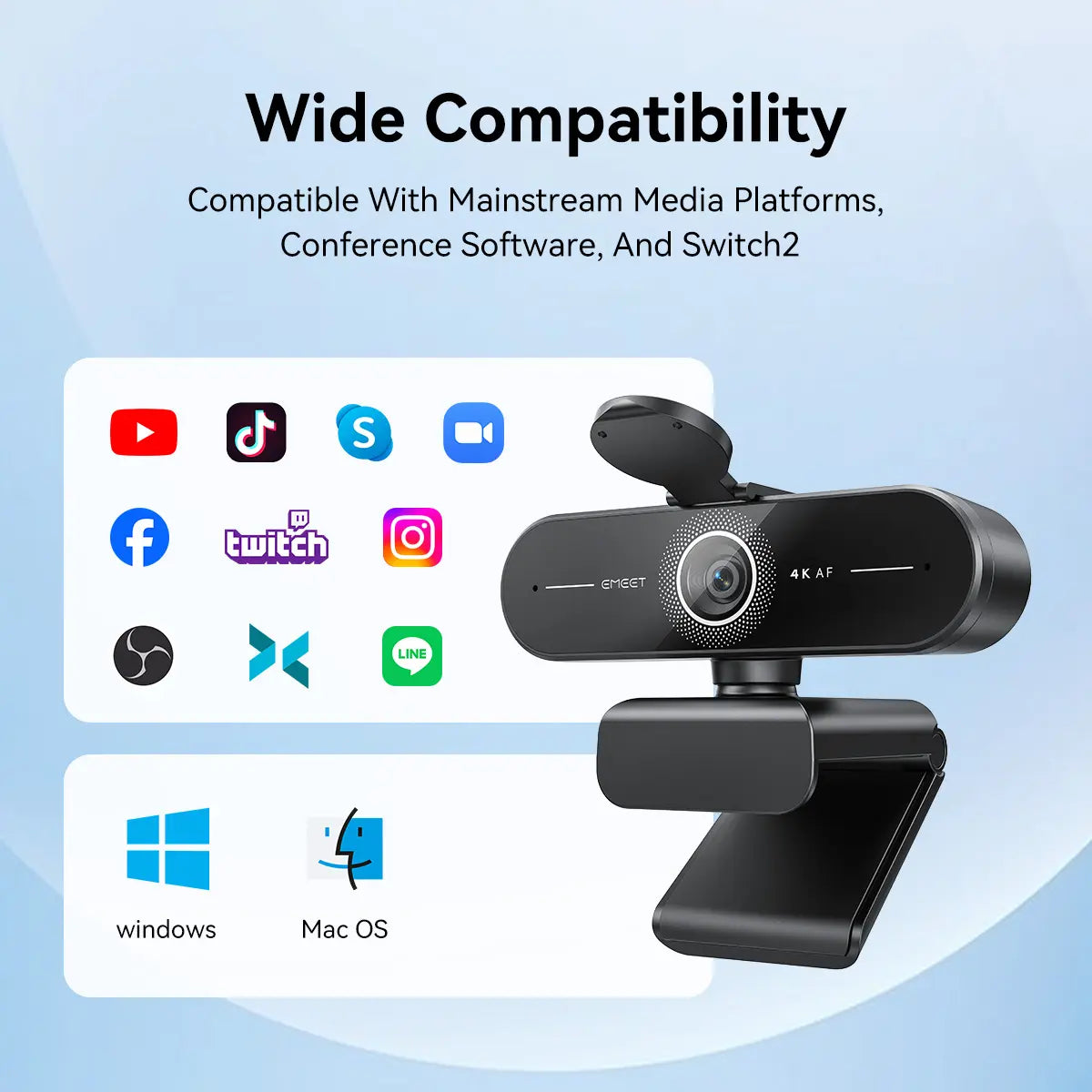EMEET C60E 4K Webcam for PC & Laptop